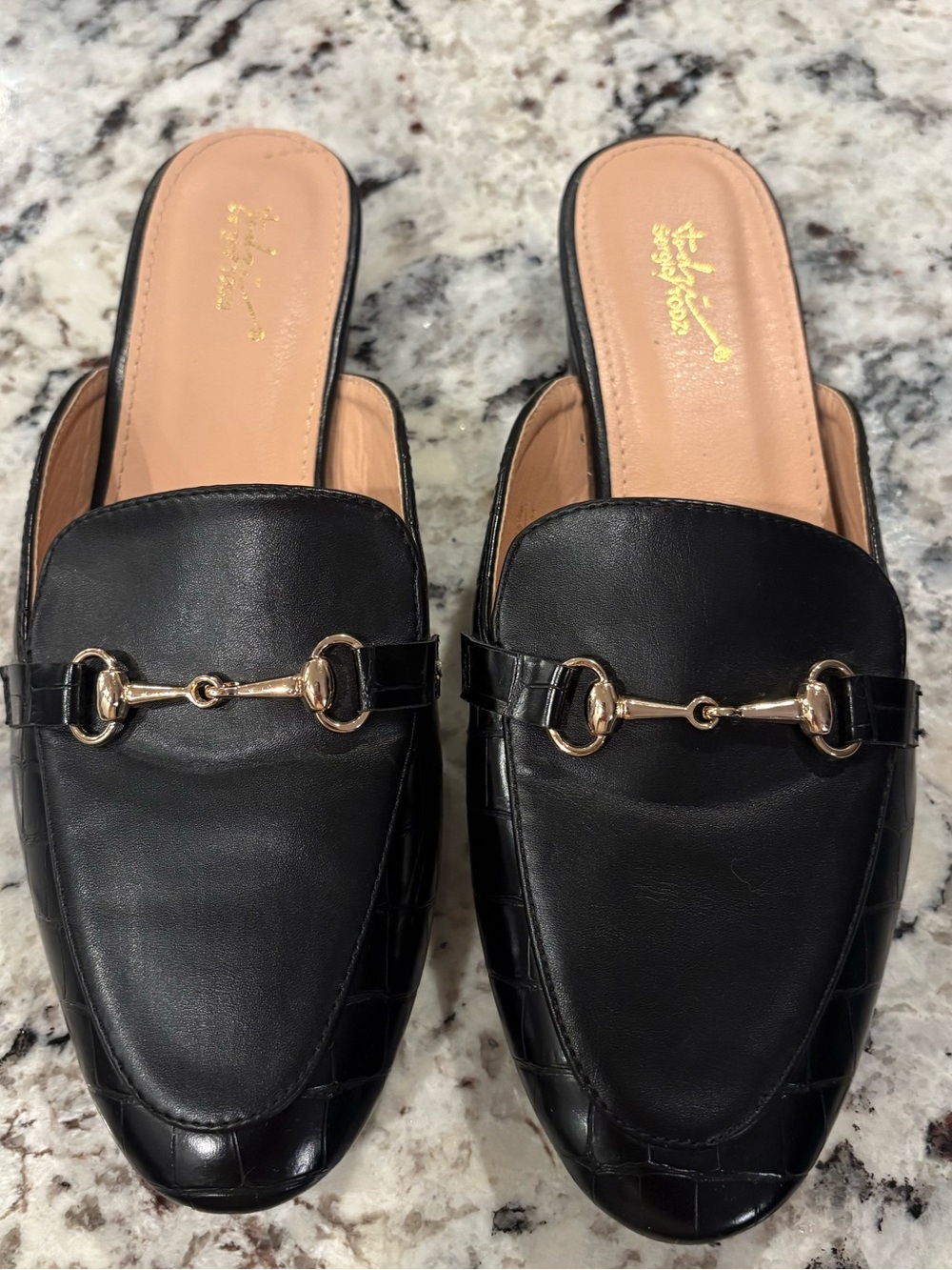 Sergio Todzi Women’s Size 8 Black Croc Embossed Horsebit Mule Loafers